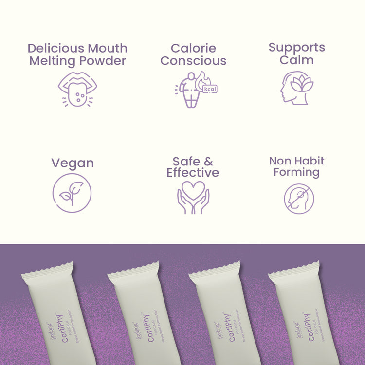 Icons and text highlight product features: "Delicious Mouth Melting Powder