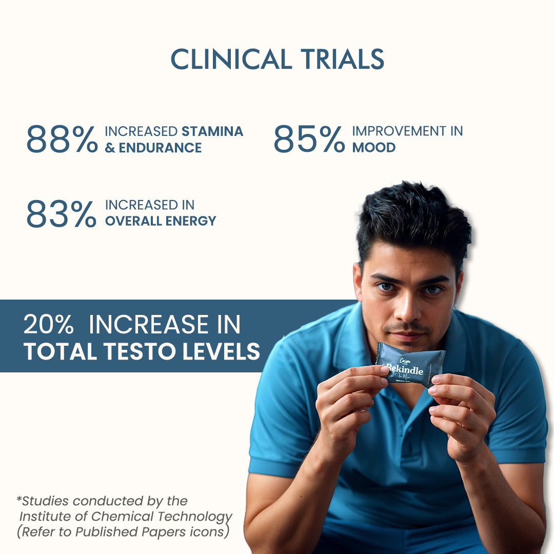 A man holds a package of pills labeled 'clinical trials,' indicating participation in medical research.