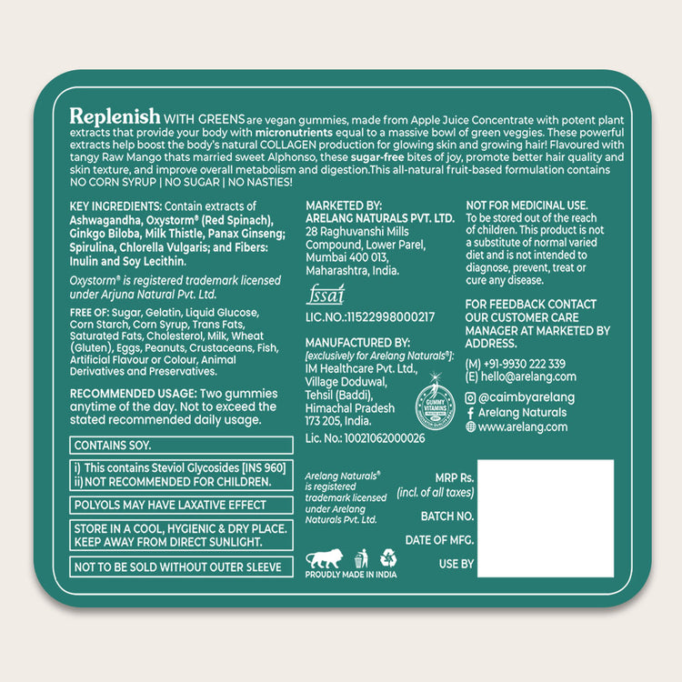 Vegan gummies package with detailed ingredient list and branding.