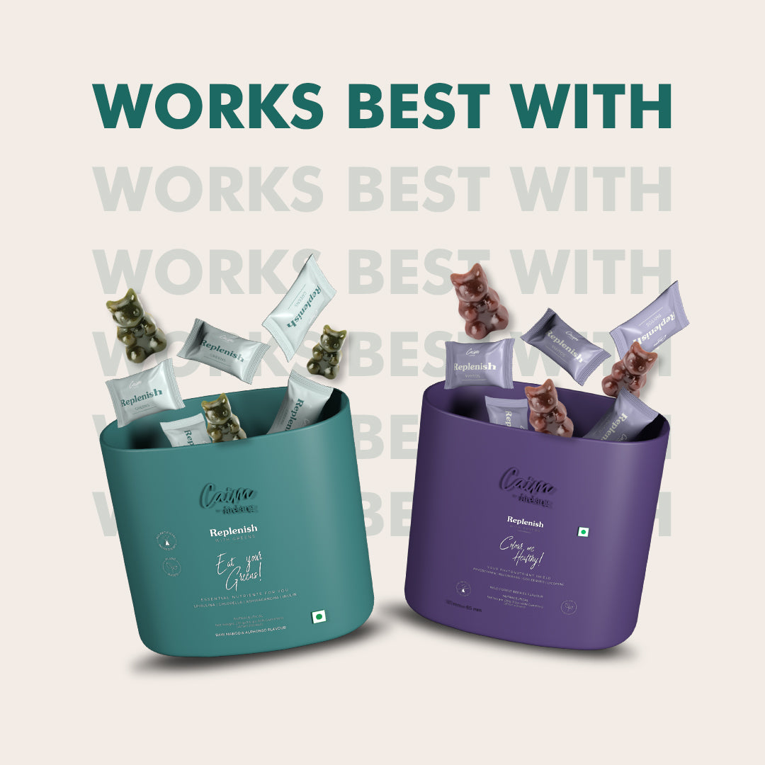 Two containers displaying the phrase "works best with" prominently on their surfaces.