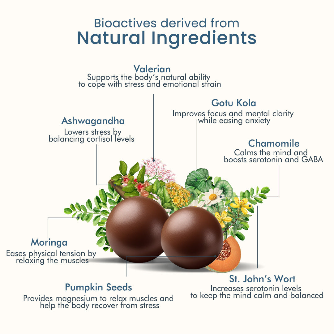 sugar-free dark chocolate dragees poster displaying a list of natural ingredients, emphasizing their benefits and uses